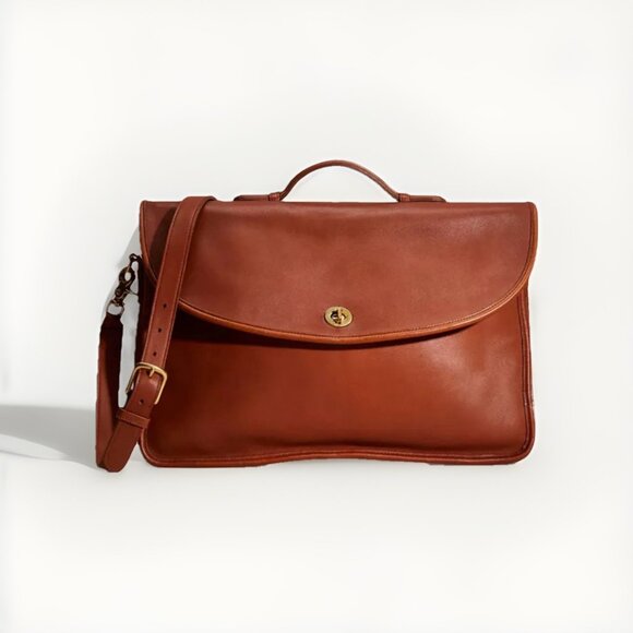 Coach Vtg Lexington British Tan Leather Briefcase Business Case Office C9675 - Picture 1 of 14